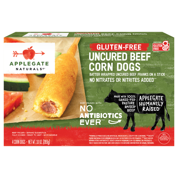 Frozen Appetizers & Sides Applegate Naturals  Gluten Free Uncured Beef Corn Dogs hero