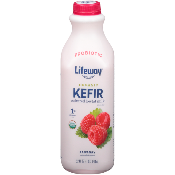 Yogurt Lifeway Raspberry Organic Kefir Natural Cultured Lowfat Milk hero