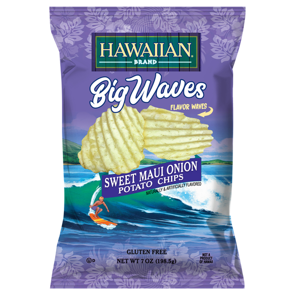 Hawaiian Kettle Style Potato Chips Potato Chips, Sweet Maui Onion, Big Waves hero