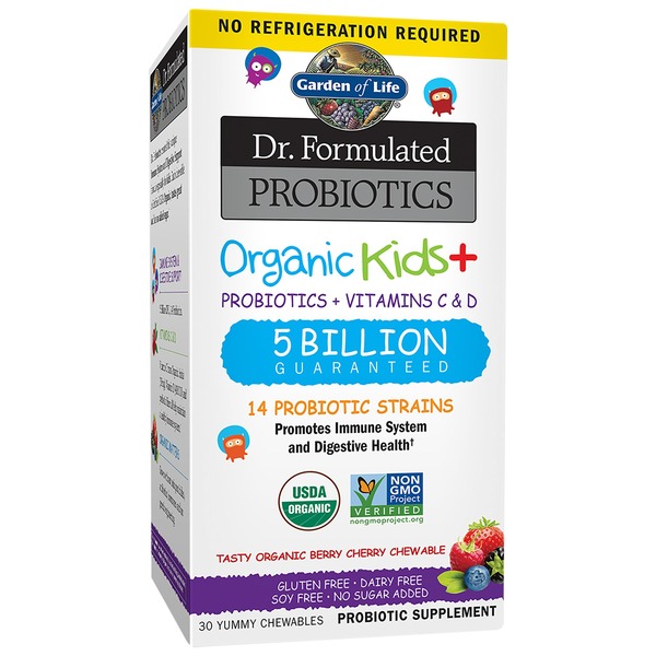 Probiotics Garden of Life Probiotics + Vitamins C & D, Chewables, Organic Berry Cherry hero