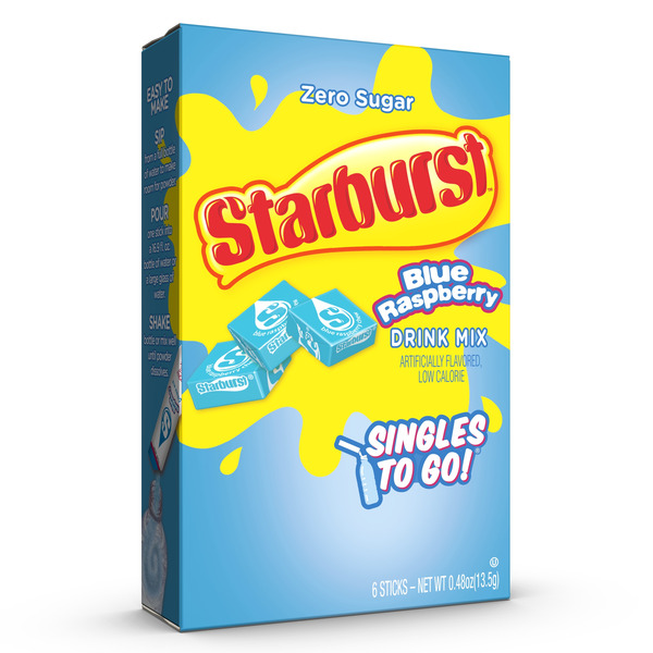 Cocoa & Drink Mixes Starburst Singles To Go Blue Raspberry Drink Mix, Low Calorie hero