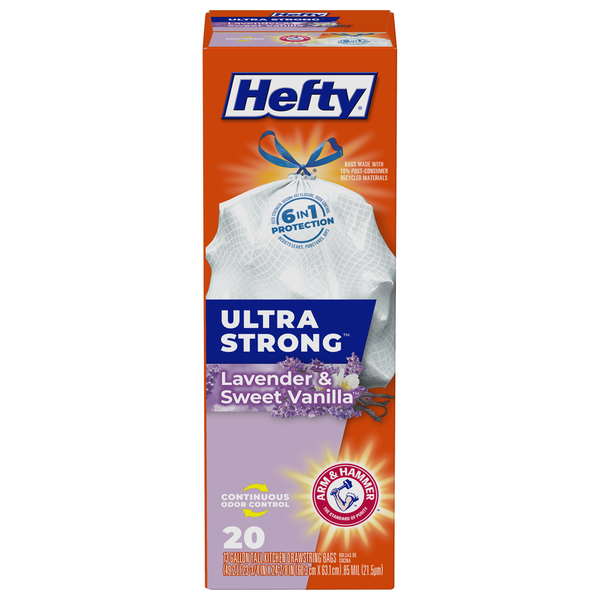 Trash Bags & Liners Hefty Lavender & Sweet Vanilla Tall Drawstring Kitchen Bags hero