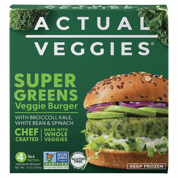 Frozen Vegan & Vegetarian Actual Veggies Super Greens Veggie Burger hero