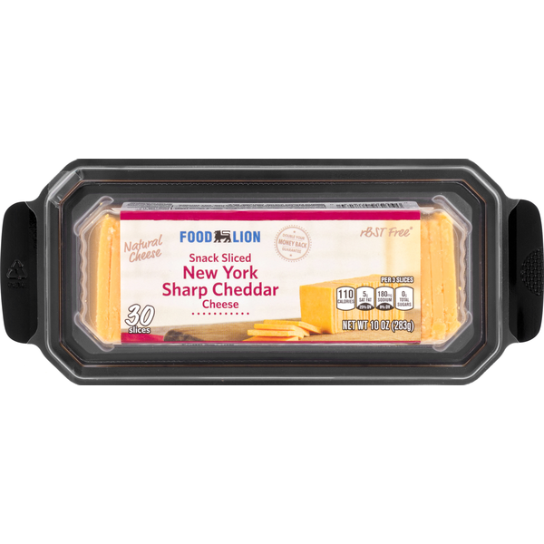 Packaged Cheese Food Lion Natural New York Sharp Cheddar Cheese Snack Slices hero