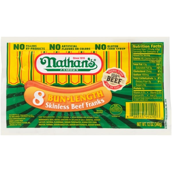 Deli Meat & Cheese Nathan’s Famous Franks hero