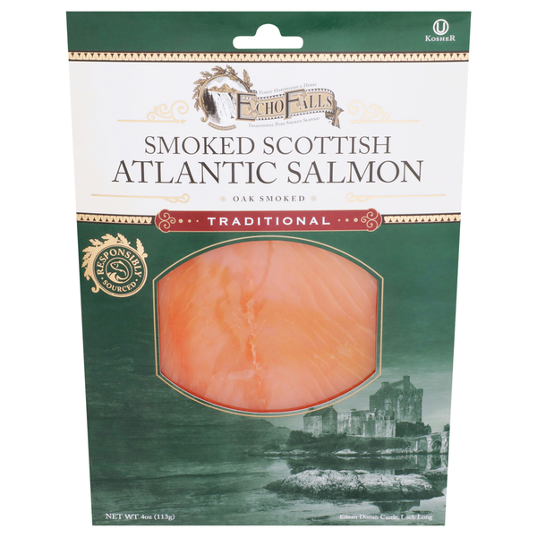 Packaged Seafood Echo Falls Salmon, Atlantic, Scottish, Smoked, Oak Smoked hero