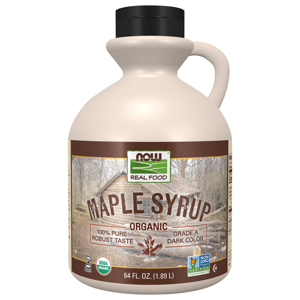 Honeys, Syrups & Nectars NOW Maple Syrup, Organic Grade A Dark Color hero