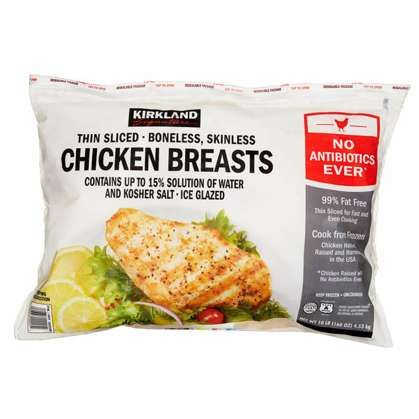 Frozen Meat & Seafood Kirkland Signature Thin Sliced Chicken Breast, 10 lbs hero