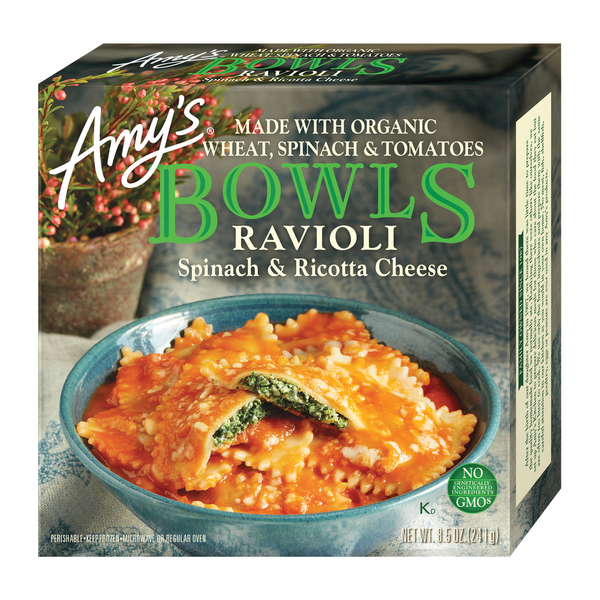 Prepared Meals Amy's Kitchen Spinach Ravioli Bowl hero