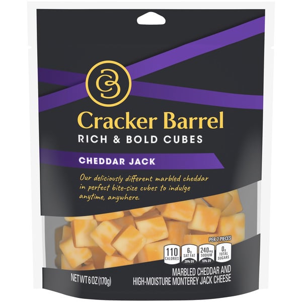 Packaged Cheese Cracker Barrel Rich & Bold Cheddar Jack Marbled Cheese Cubes, oz Bag hero