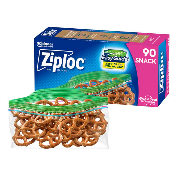 Food Storage Ziploc® Brand Snack Bags with EasyGuide™ Texture hero