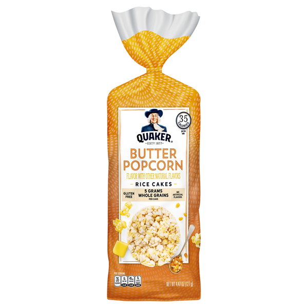 Crackers Quaker Rice Cakes, Butter Popcorn hero