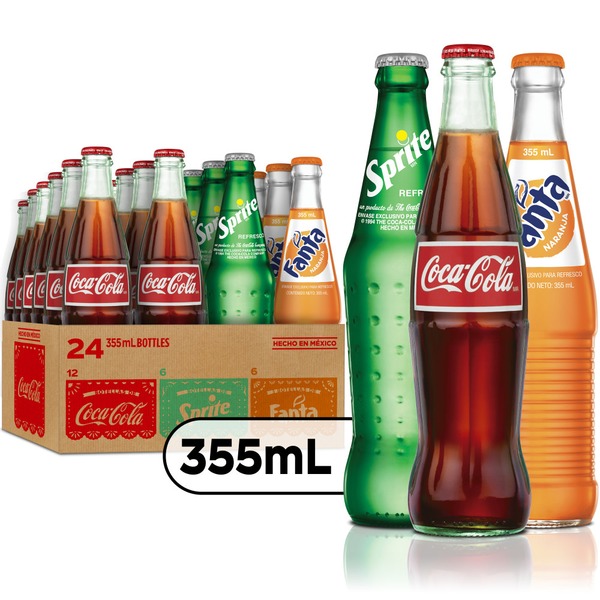 Soft Drinks Coca-Cola Mexican Coke Variety Fiesta Pack (Coke, Sprite, Fanta) Soda Soft Drinks, Cane Sugar hero