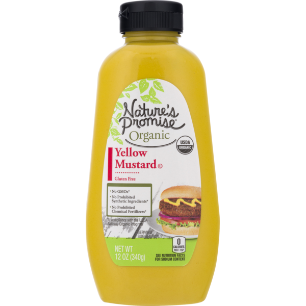 Condiments Nature's Promise Mustard, Yellow, Organic hero