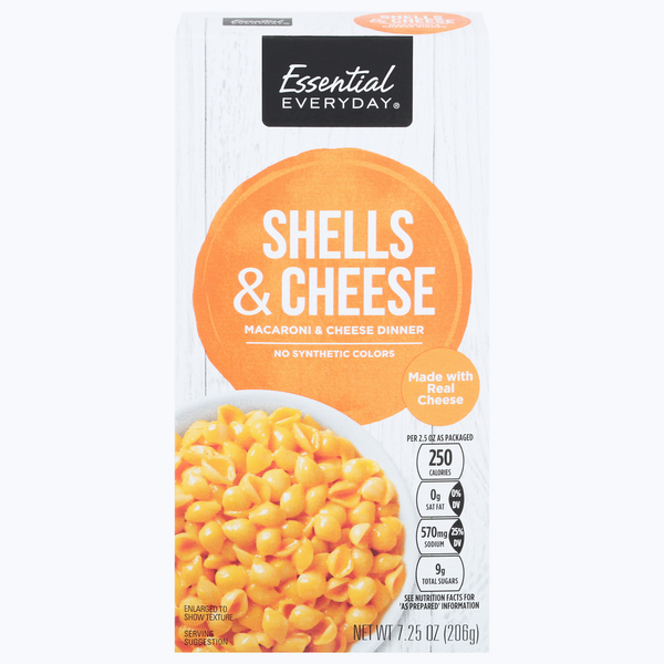 Instant Foods Essential Everyday Macaroni & Cheese Dinner, Shells & Cheese hero