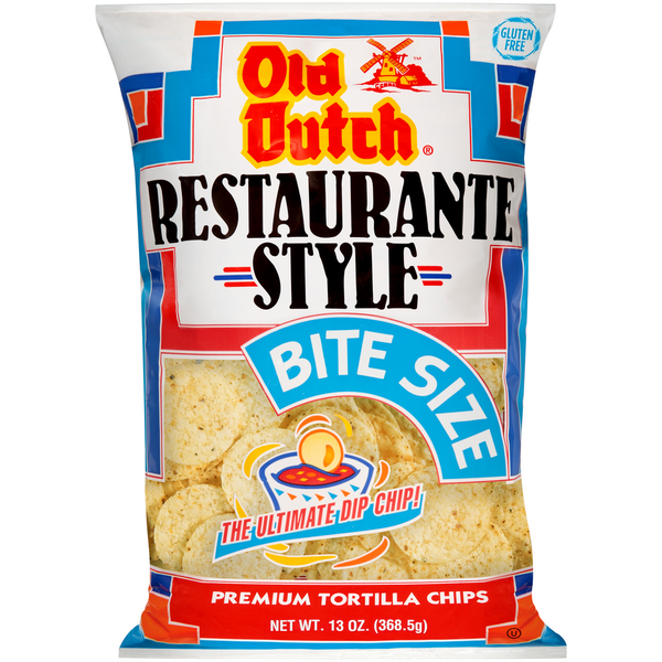 Chips & Pretzels Old Dutch Restaurante Style Bite Size Premium Tortilla Chips hero