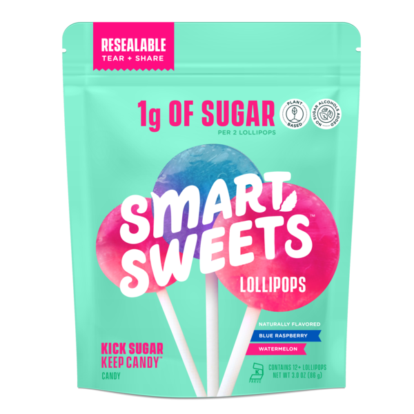 Candy & Chocolate SmartSweets Lollipops, Blue Raspberry & Watermelon hero