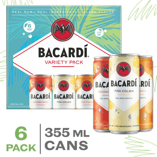 Beers & Coolers Bacardí® Rum Ready to Drink Summer Cocktail Variety Pack, Gluten Free hero