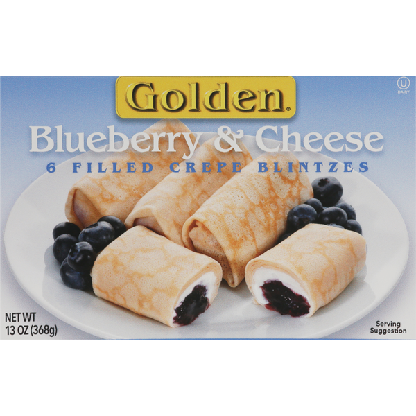 Frozen Meals Golden Crepe Blintzes, Filled, Blueberry & Cheese hero