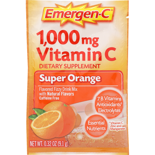 Vitamins & Supplements Emergen-C Vitamin C Super Orange Flavored Fizzy Drink Mix hero