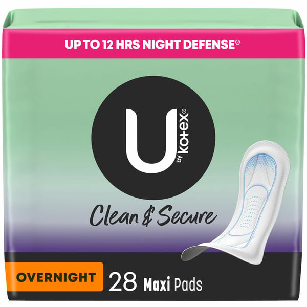 Feminine Care Kotex Clean & Secure Overnight Maxi Pads hero