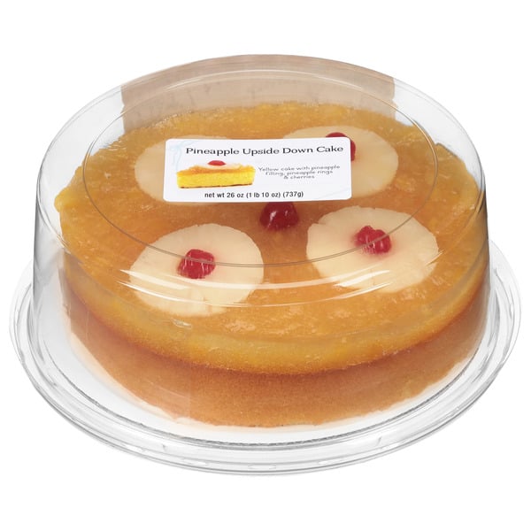 Bakery Desserts Pineapple Upside Down Cake Yellow Cake With Pineapple Filling, Rings & Cherries hero