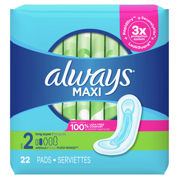 Feminine Care Always Maxi Super Pads Without Wings Unscented hero