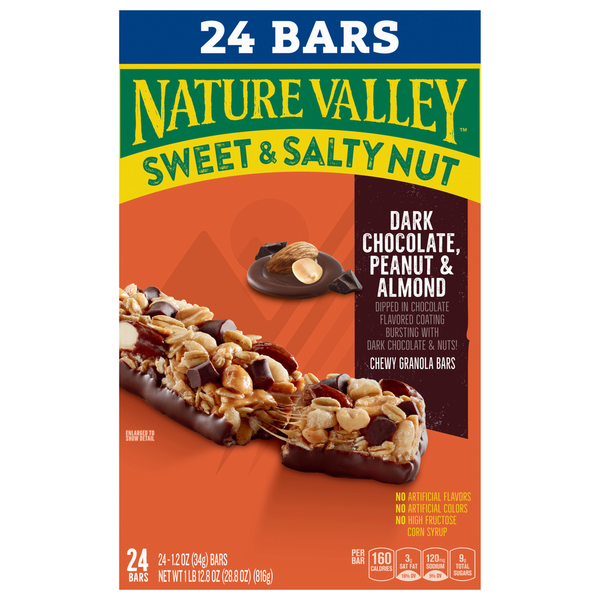 Energy & Granola Bars Nature Valley Granola Bars, Chewy, Sweet & Salty Nut, Dark Chocolate, Peanut & Almond hero