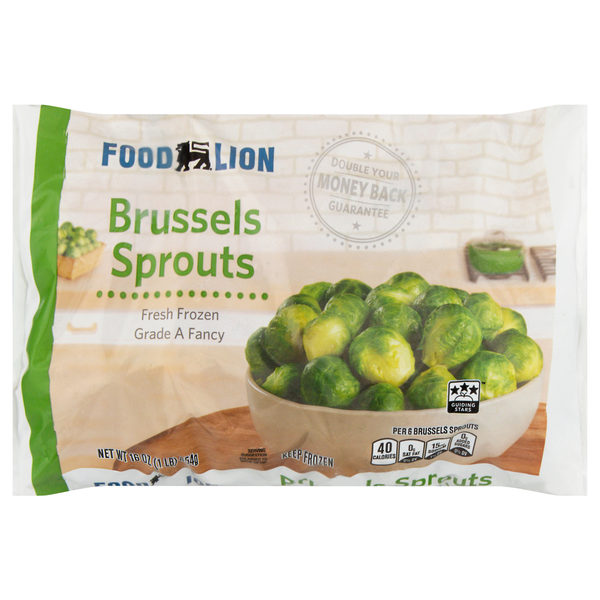 Vegetables, Vegan, & Vegetarian Food Lion Brussels Sprouts, Fresh Frozen, Grade A Fancy, Bag hero