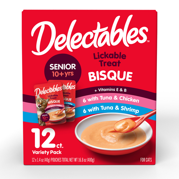 Vitamins & Supplements Delectables Bisque Senior Lickable Cat Treats Variety Pack hero