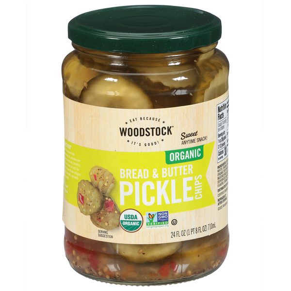 Pickled Goods & Olives WOODSTOCK Organic Bread and Butter Pickles hero