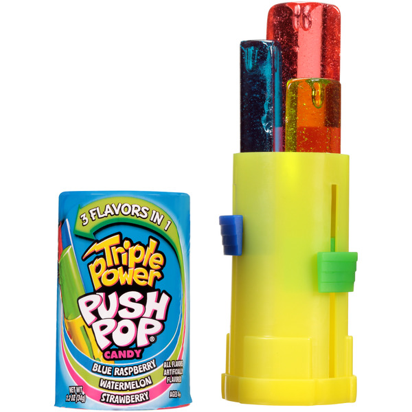 Candy & Chocolate Push Pop Triple Power Candy Three-in-One Assorted Lollipops hero