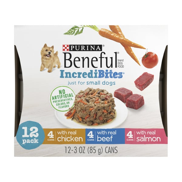 Dog Food & Care Purina Beneful Small Breed Wet Dog Food , IncrediBites With Real Beef, Chicken or Salmon hero