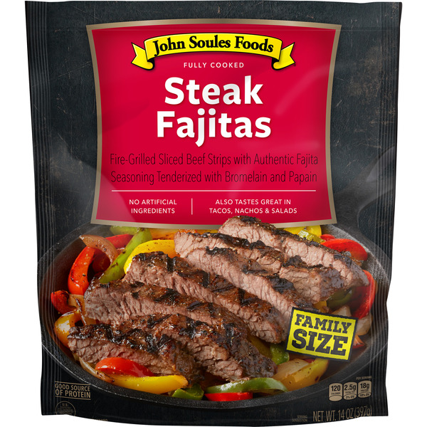 Frozen Meals John Soules Foods Steak Fajitas, Family Size, Refrigerated hero