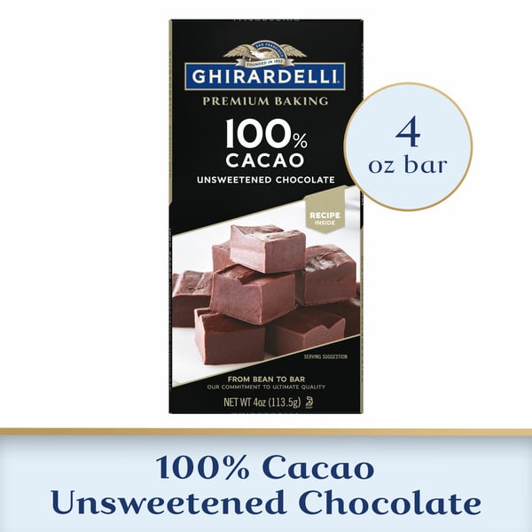 Baking Ingredients Ghirardelli Premium 100% Cacao Unsweetened Chocolate Baking Bar hero