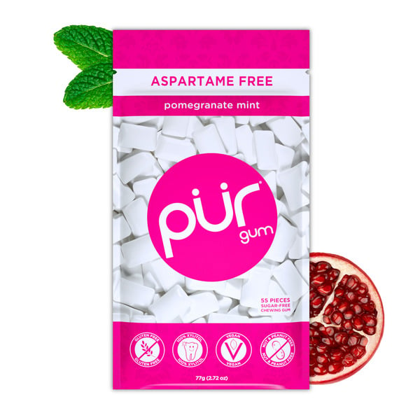 Mint & Gum PÜR Pomegranate Mint Flavored Gum, Aspartame Free, 100% Xylitol hero