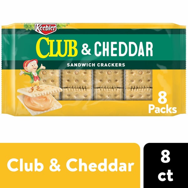 Crackers Keebler Sandwich Crackers, Single Serve Snack Crackers, Lunch Snacks, Club and Cheddar hero