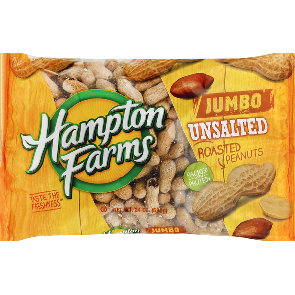 Nuts, Seeds & Dried Fruit Hampton Farms Peanuts, Roasted, Unsalted, Jumbo hero