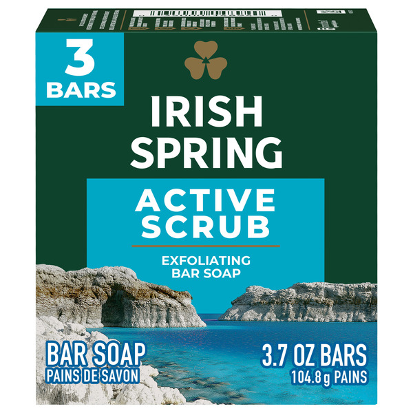 Bath & Body Irish Spring Men's Exfoliating Bar Soap, Active Scrub hero