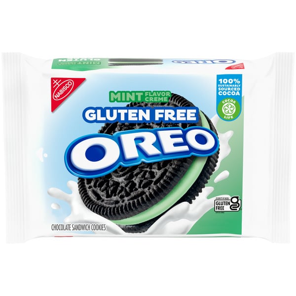 Cookies & Cakes Oreo Gluten Free Mint Flavor Creme Chocolate Sandwich Cookies hero