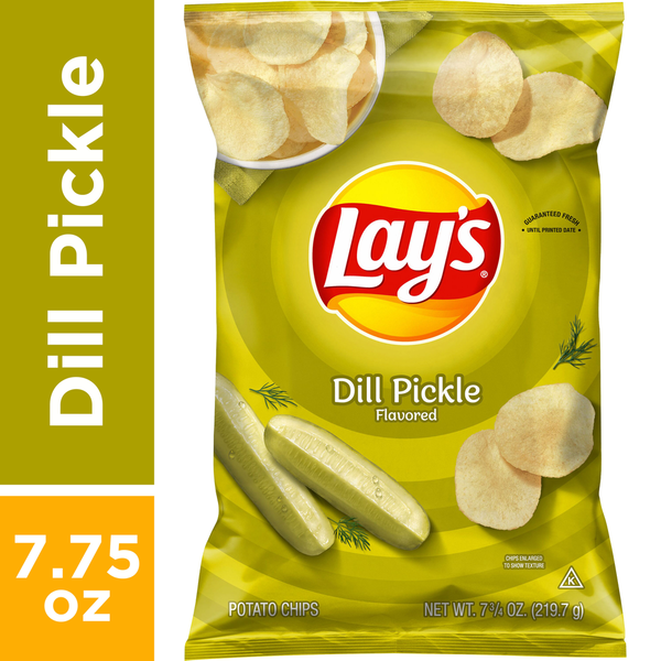 Chips & Pretzels Lay's Dill Pickle Flavored Potato Chips hero