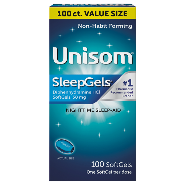 Stress & Sleep Aids Unisom Nighttime Sleep-Aid, 50 mg, SoftGels, Value Size hero