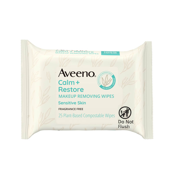 Aveeno Calm + Restore Nourishing Makeup Remover Facial Wipes hero