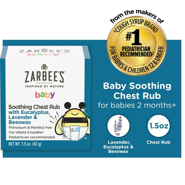 Baby Bath & Body Care Zarbee’s Baby Soothing Chest Rub, Eucalyptus, Lavender hero