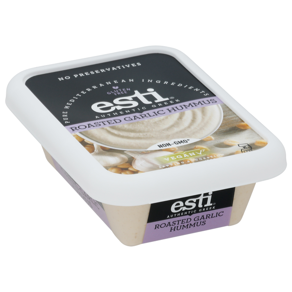 Dips & Sauces Esti Foods Hummus, Vegan, Roasted Garlic, Authentic Greek hero