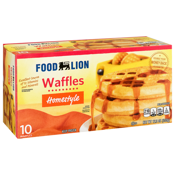 Frozen Breakfast Food Lion Waffles, Homestyle hero