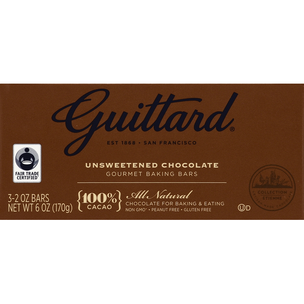 Baking Ingredients Guittard Baking Bars, Gourmet, Unsweetened Chocolate hero