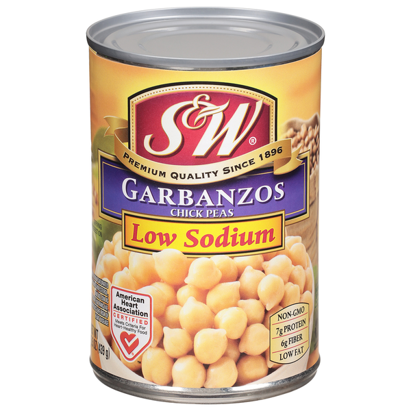 Canned Meals & Beans S&W Garbanzo Beans - Chick Peas - Low Sodium - 15.5 Oz. Can hero