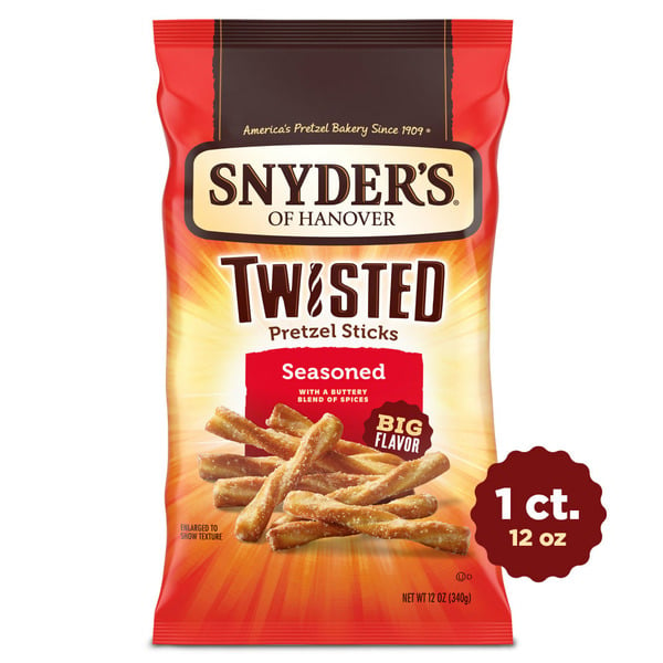 Chips & Pretzels Snyder's of Hanover Seasoned Twisted Pretzel Sticks hero