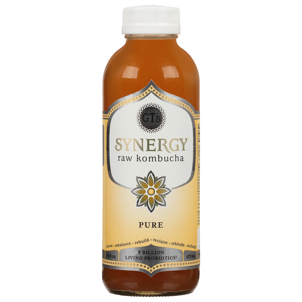 Refrigerated GT's Living Foods Raw Kombucha, Pure hero